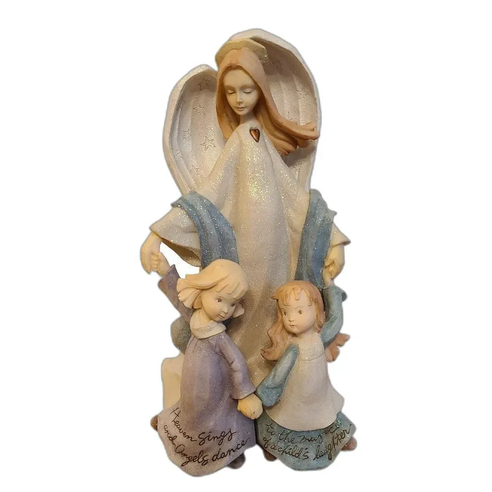 Karen Hahn Angel With Kids Figurine Foundations by Karen Hahn Enesco Group VTG